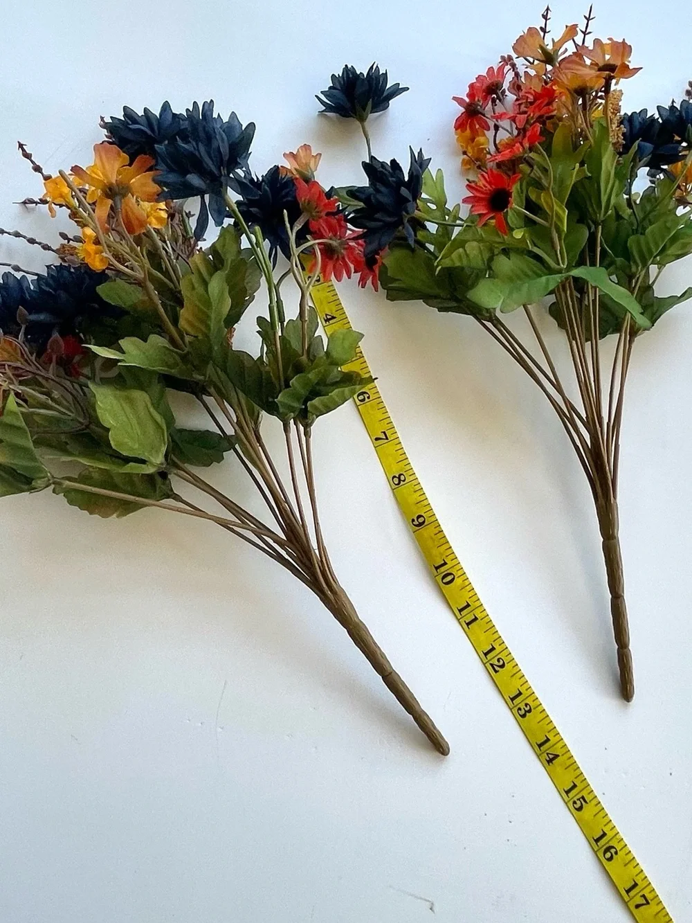 Metal Tall Vase Basket Weave with 6 Stems Multicolor Artificial Flowers